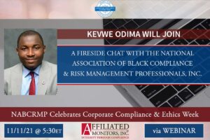 Kevwe Odima Will Join a Fireside Chat with The National Association of Black Compliance & Risk Management Professionals, Inc. In Celebrating Corporate Compliance & Ethics Week