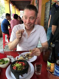Mark Paskowsky eating a meal in Mexico City.